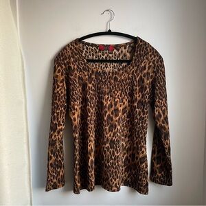 Leopard print Top| Shimmer Finish| Made in France size 4